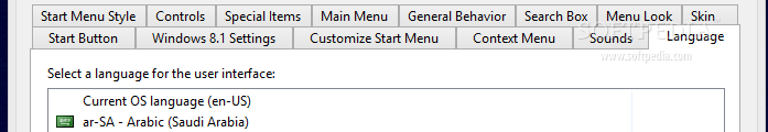 Showing the Classic Shell start menu language options
